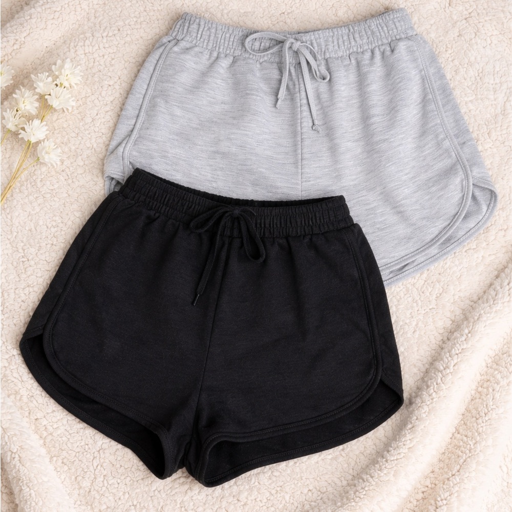 SHEIN Casual Drawstring Athletic Shorts - Black & Light Gray Set of TWO